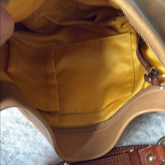 Coach Tan and Brown Leather Shoulder Bag with Gold Hardware - Picture 7 of 10